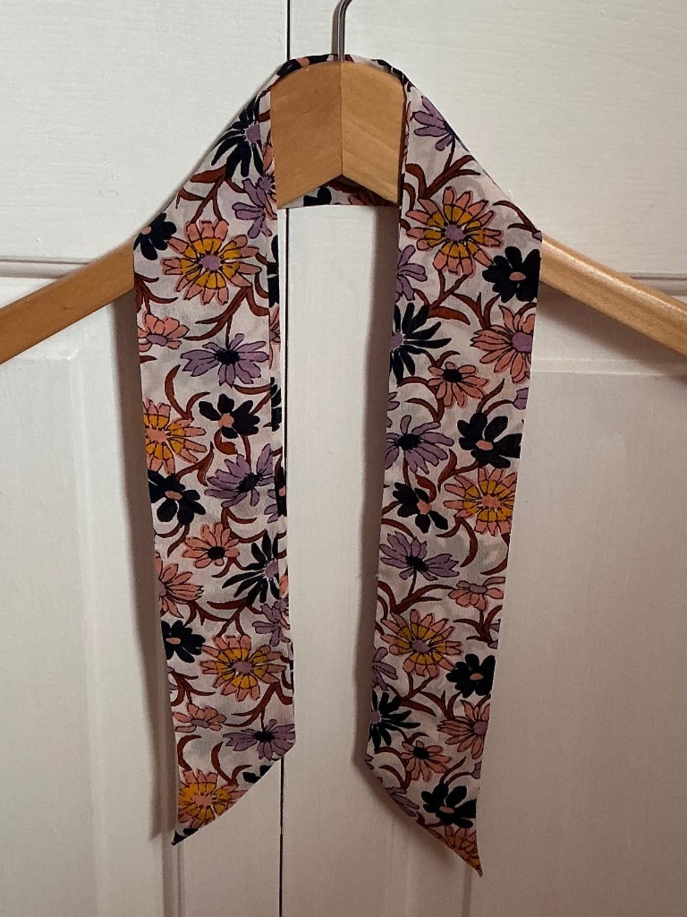 Madewell | Silk Twill Tie White Navy Peach Lilac Yellow Floral